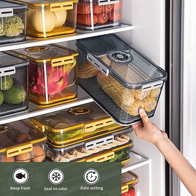 Boite Rangement Cuisine Organisation Frigo Alimentaire avec Enregistreur  Temps Bac Hermétique Réfrigérateur pour Fruit Légumes - Cdiscount Maison
