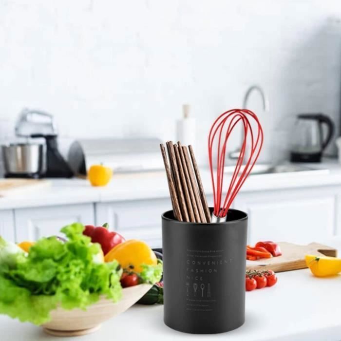 Porte-ustensiles En Céramique Noir - 16,3 Cm - Support élégant Pour Plan De Travail Ou Décoration - 5