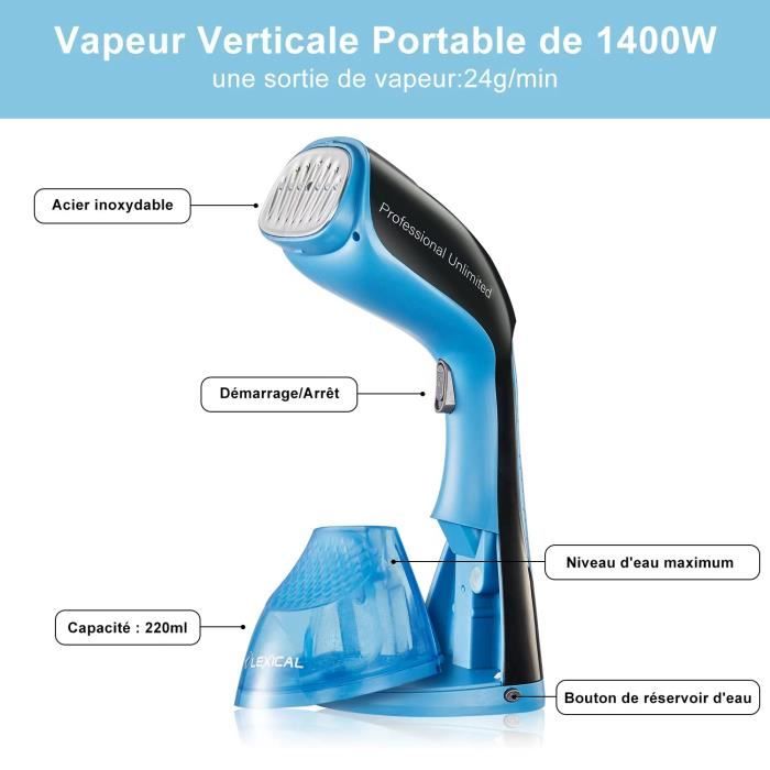Défroisseur à Main Vapeur Vertical Portable 280ml Steamer Vapeur 1500W -  28g-min Tue Jusqu'à 99,9% des Bactéries 3 Accessoires - Cdiscount  Electroménager