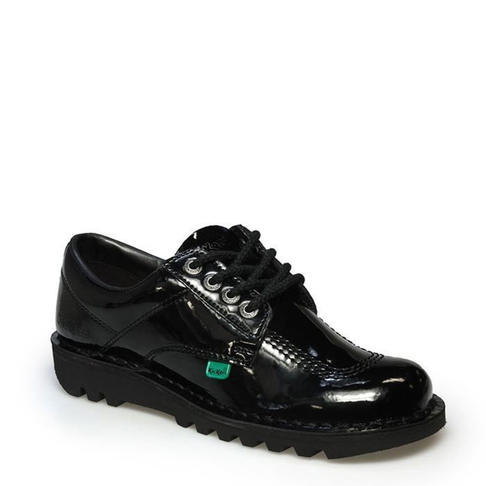 Chaussures pour filles Crown Wish Kid en cuir verni noir avec bride en