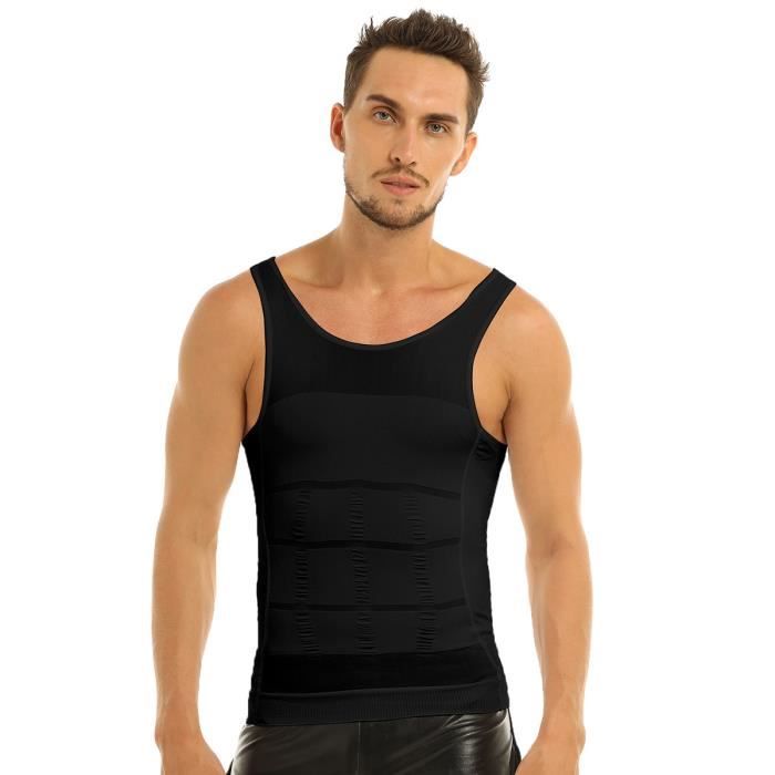 Débardeur Fitness Gaine Homme Slim Ventre Plat Minceur Fitness Blanc  Débardeur S M L XL XXL