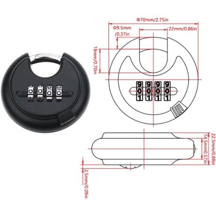Mythco Lot De 2 Cadenas à Combinaison à 4 Chiffres étanches Pour Casier De Gym, Casier