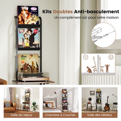 étagère Disques Vinyle Support Tourne-disques 5 Niveaux GOPLUS - Meuble Vinyle 145cm Avec étagères Oxford, 50x51x145cm Support Audio Hi-fi
