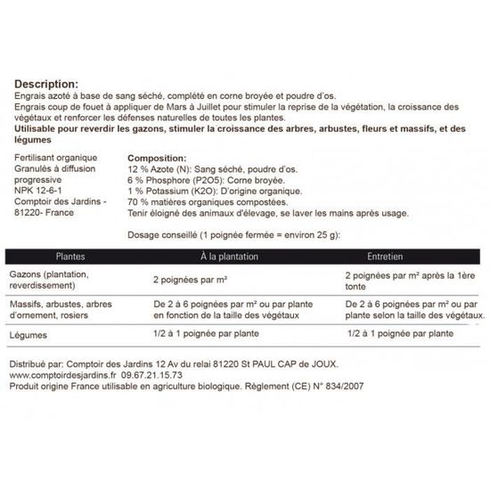 Engrais Sang Seche Et Corne Broyee Enrichi En Achat Vente