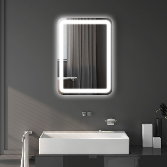 Finmrys Miroir lumineux de salle de bain 50x70 cm Anti-buée avec