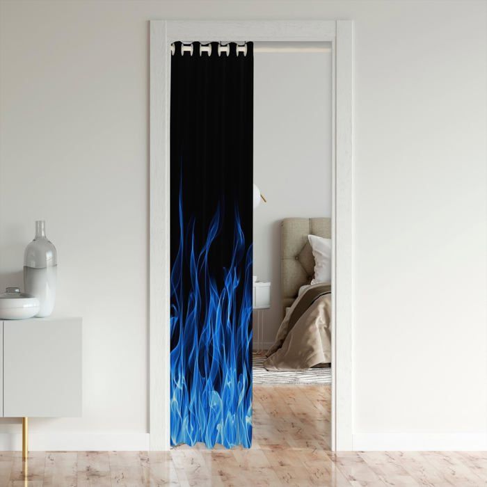 Rideaux Occultants 3D Motif Basket Flamme - Lot De 2 Panneaux 234x230 Cm - Œillets Métalliques - Thermique Et Isolant