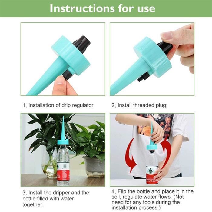 Kit d'Irrigation Goutte à Goutte 4 Pcs, Arrosage Automatique en Céramique de Vacances pour les Plantes pour Jardin