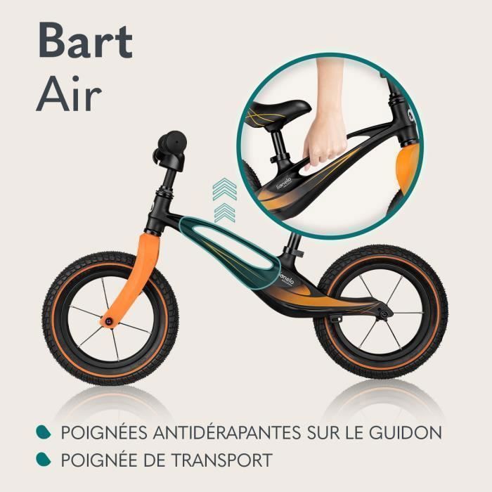 Lionelo Willy Vélo D'Équilibre En Bois – De 2 Ans à 25 Kg – Selle Réglable 4 Niveaux – 12 Pouces – Poids 2 Kg – Avec Clochette Et Plaque à Craie