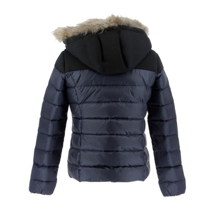 Doudoune Jott LUXE Bleu marine Capuche amovible Fermeture a glissiere Plume et duvet Femme Bleu Cdiscount Pret a Porter