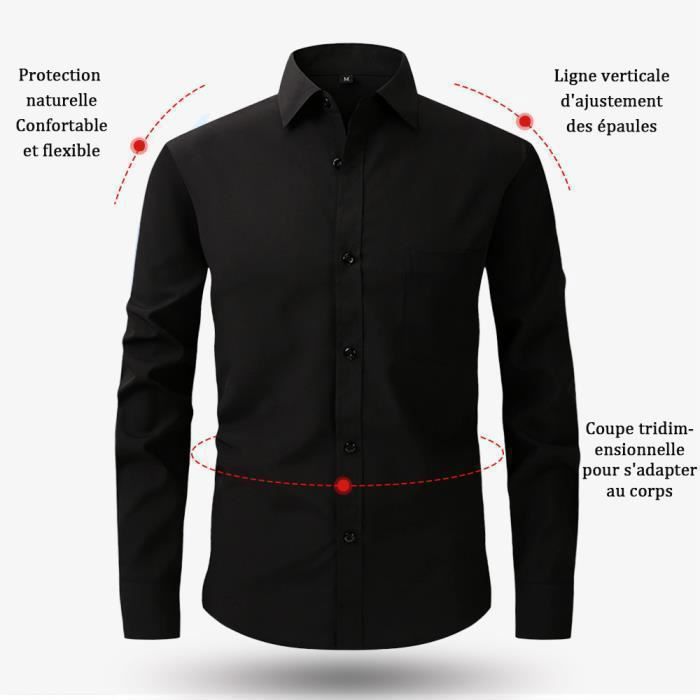 Chemise Homme Manches Longues JANZDIYS Regular Fit Noir Business Casual avec Poche Repassage Facile Noir Cdiscount Pret a Porter