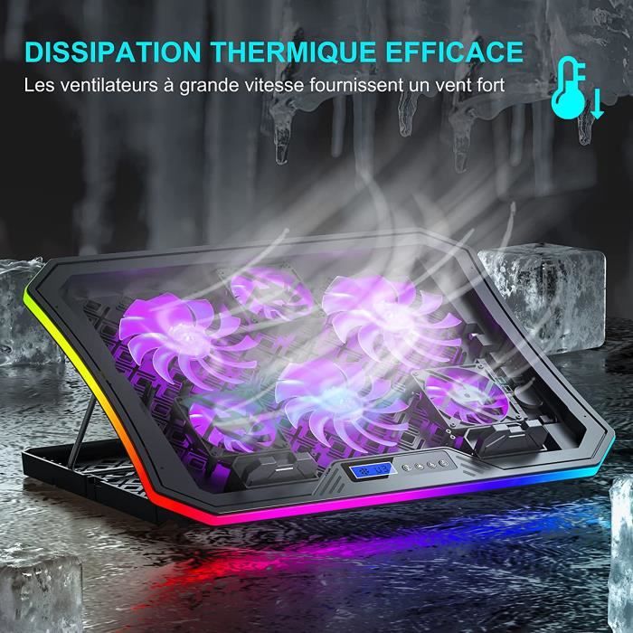 TopMate C12 Ventilateur PC Portable RGB de Jeu Bureau, Refroidisseur pour  Ordinateur Portable 15,6-17,3, Support de Refroidissement avec 8 Hauteurs  Réglables et 6 Ventilateurs- LumièreLED Glace Bleue : : Autres