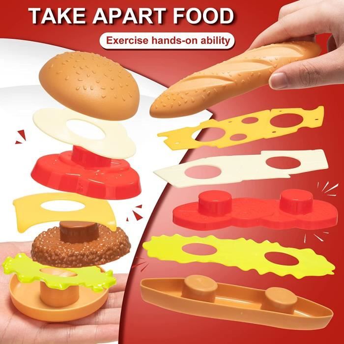 DERAYEE Burger Cuisine Jouets Alimentaires, Jeux de Cuisine de Maison pour  Garçons et Filles, Frites Pizza-Enfants Jeu dImit