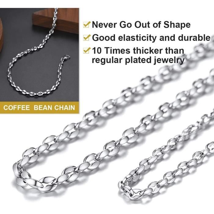 Collier Chaîne Grain De Café PAURO Acier Inoxydable Unisexe - Design Classique