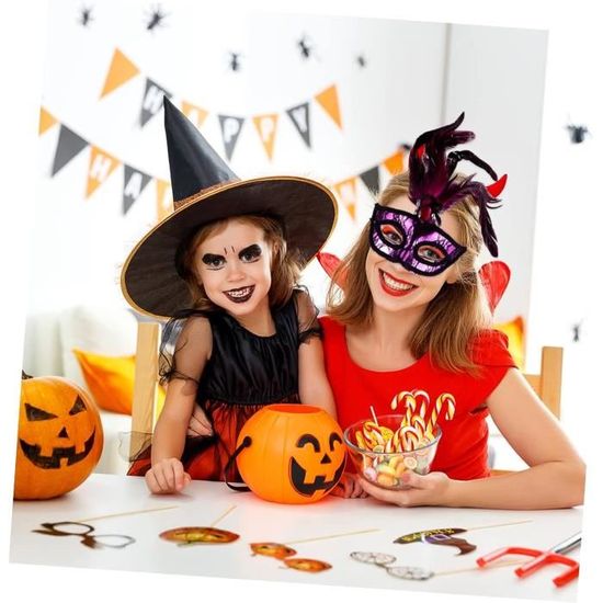 1 Ensemble 2 Pièces Masque Demi-Visage En Dentelle Costume D'Halloween Pour  Enfants Masque D