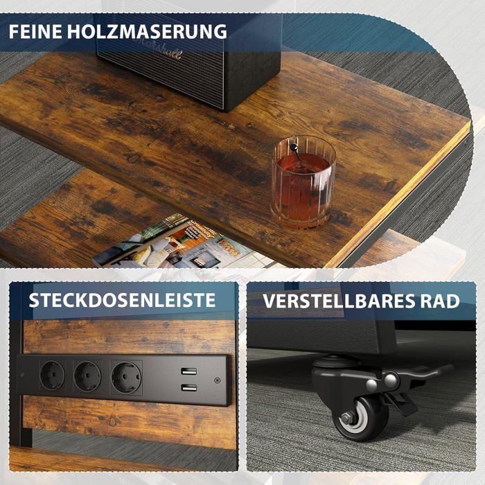 Meuble HiFi Sur Roulettes 45x34 Cm - Étagère Rangement Multimédia Mobile - Acier Et MDF