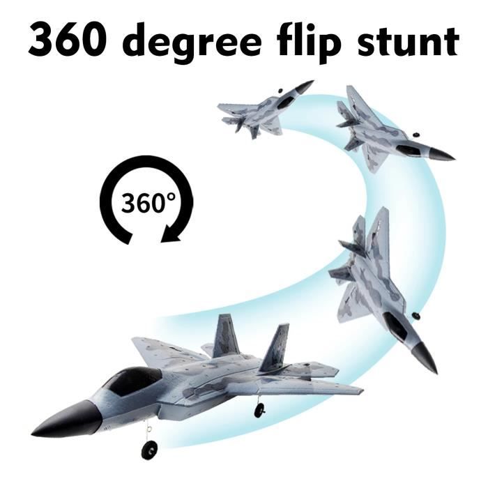 Avion Télécommandé 2.4 GHz Avec LED - Avion De Chasse En Mousse EPP - Voltige 360° Et Gyroscope - Cadeau Enfant Adulte