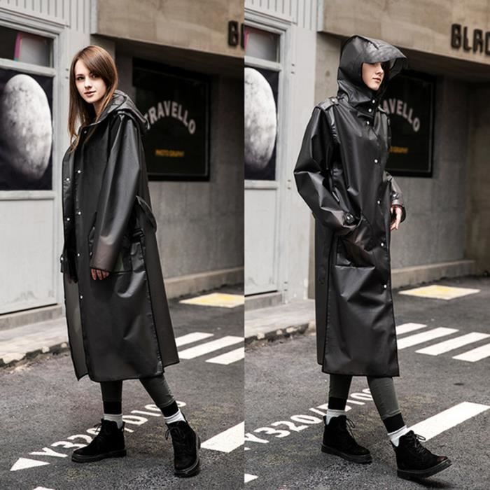 XXXL Noir Manteau de pluie Long a capuche pour hommes et femmes a la mode Corset ceinture Poncho imp Cdiscount Pret a Porter