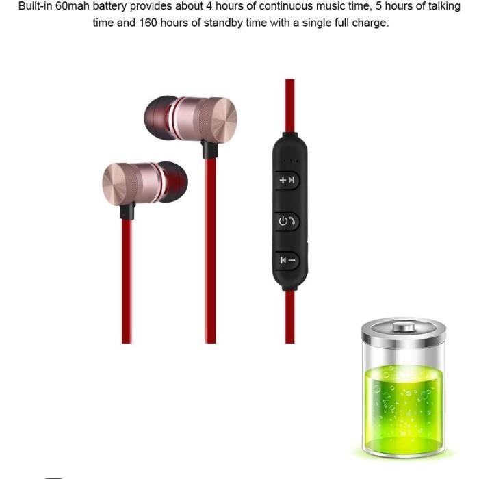 Casque Écouteur Sport Bluetooth Sans Fil Oreillette Stéréo 4.1 Écouteurs  Crochet