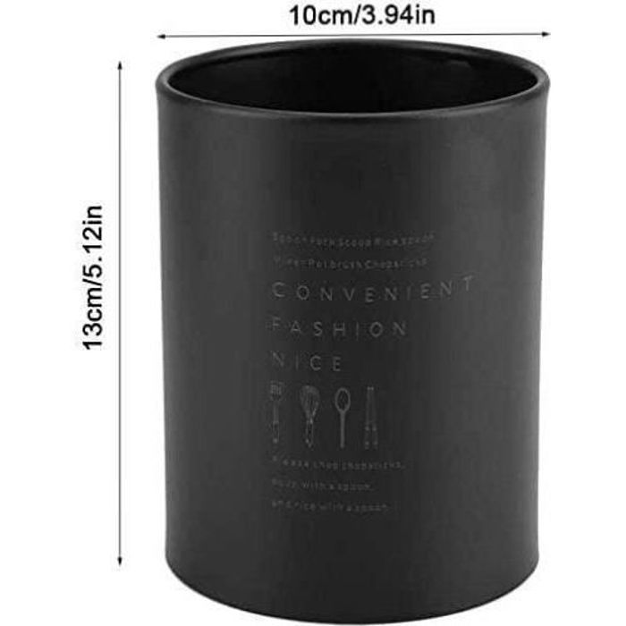 Porte-ustensiles En Céramique Noir - 16,3 Cm - Support élégant Pour Plan De Travail Ou Décoration - 3
