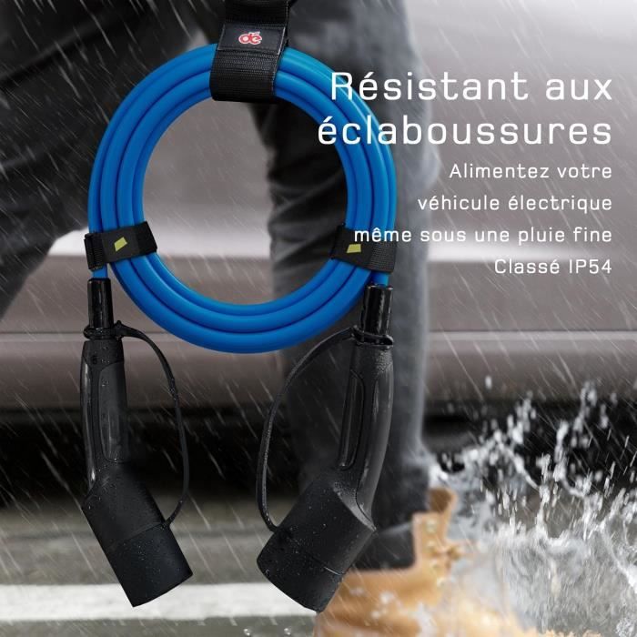 Câble Recharge Voiture électrique Loady Type 2 - 22kW Triphasé - 15m