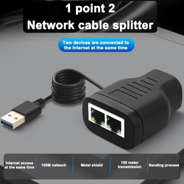 Répartiteur Ethernet RJ45 1 Vers 2 Ports - Switch Mini Pour Réseau - Compatible Cat5/Cat6/Cat7 - Pack De 2