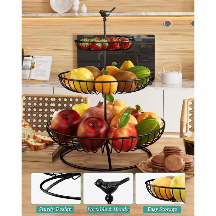 Petit panier à fruits en barbotine multicolore des années 60