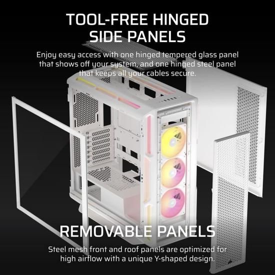 Boîtier PC CORSAIR ICUE Link 5000T LX RGB - Moyen Tour, 3 Ventilateurs LX120 RGB, éclairage Aurora, Compatible Cartes Mères Inversées - 10