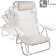 Chaise basse pliante Beige avec coussin,108x60x82 cm,Aluminium/Textilène,-0