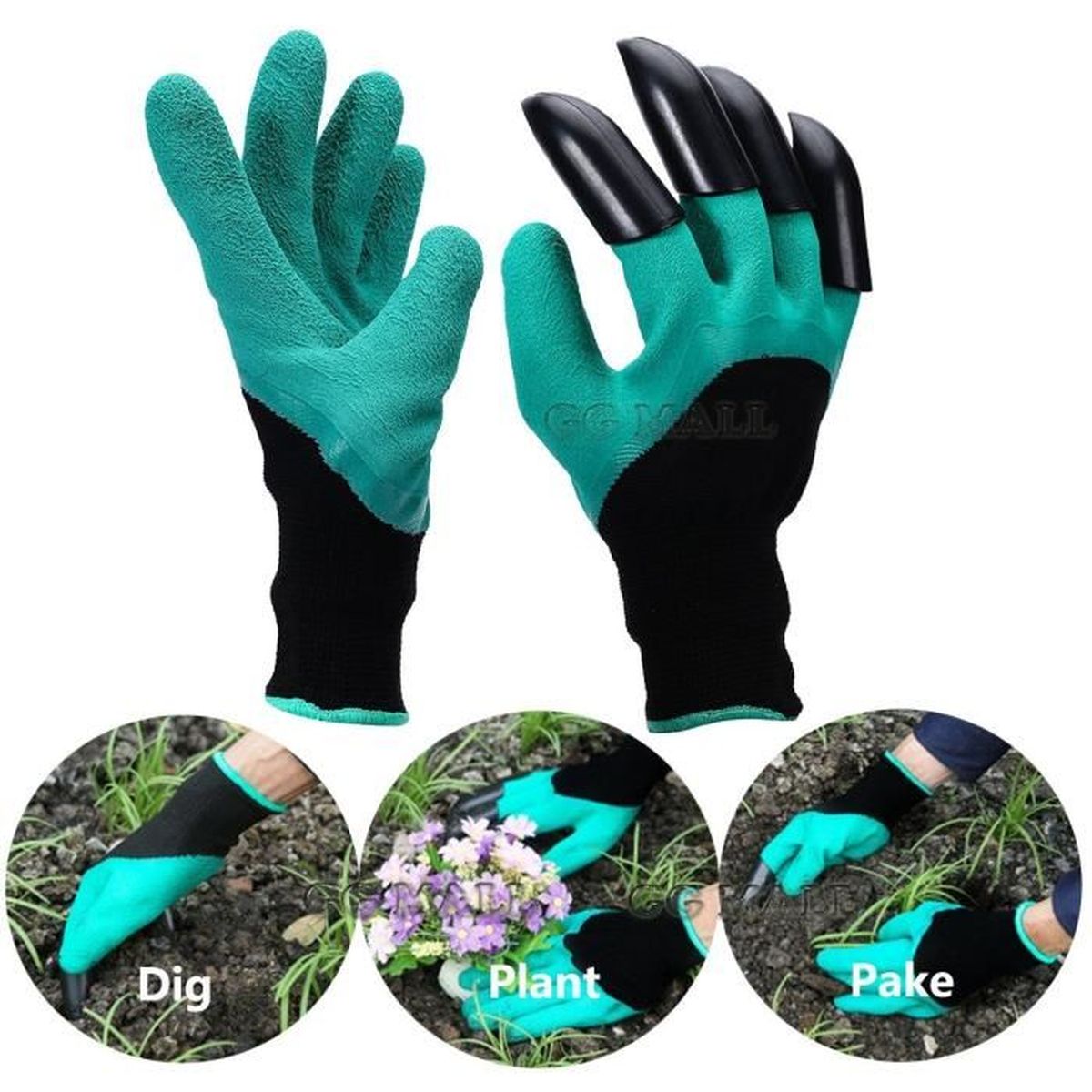 1 paire de gants de jardin avec 4 griffes pour creuser Jardin Gants jardinage 
