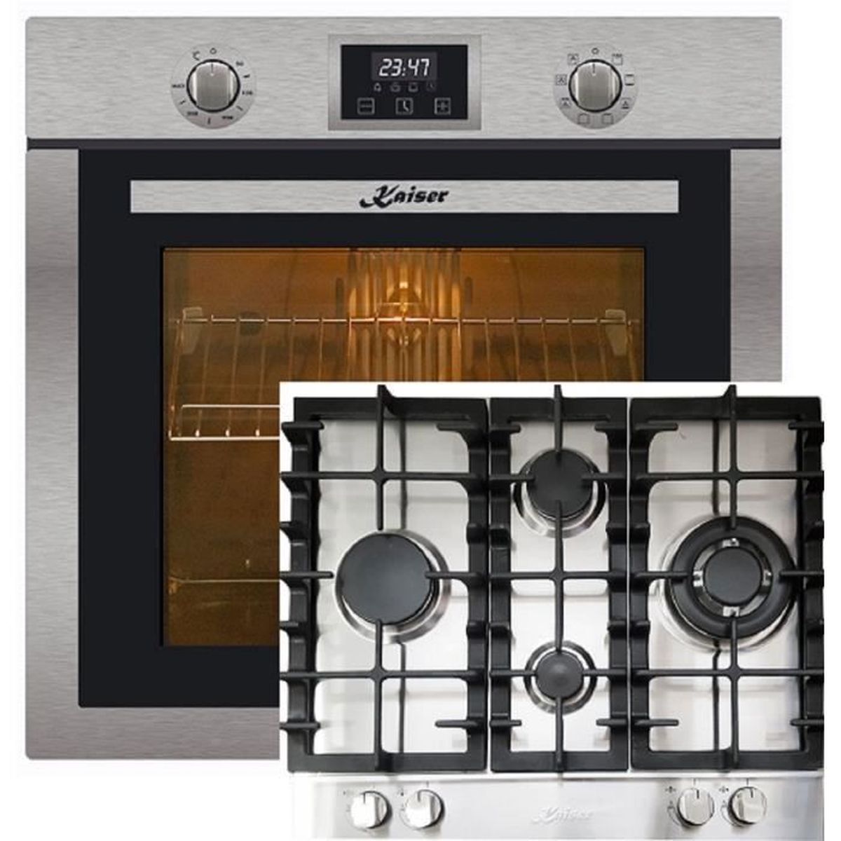 Kaiser Sign Inox Kaiser Four Set EH 6323 + KG 6364, Autonome, Inox, Four électrique ...