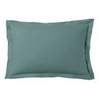 BLANC AVENUE PARIS Taie d'oreiller 100% "Satin de coton Peigné" / 80 fils /cm² - Céladon - 50 x 70 cm volant plat piqué