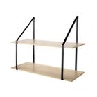 CALICOSY - Etagère murale grande profondeur à 2 niveaux - L80 x P30cm - Bois clair