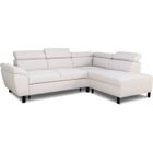 CASAPY Canapé d'angle convertible - 4 personnes - STAN - Tissu Beige - 3 tétières - Réversible - 243 x 92 x 184 cm