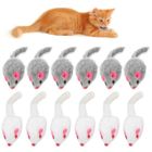 Jouet pour chat - SURENHAP - Souris en fourrure - 12 pièces - Blanc et Gris - Interactif