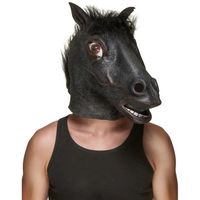 Déguisement - Masque latex tête de cheval noir adulte - Noir - Adulte - Intérieur