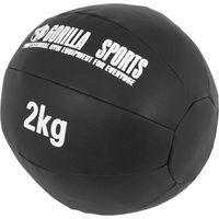 Médecine Ball Gorilla Sports - Cuir Synthétique - 2 kg - Fitness - Adulte - Noir