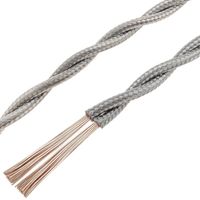 CableMarkt - Câble électrique rétro tressé gris argent 2x0,75mm 25m