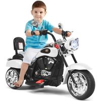 Moto Électrique pour Enfants DREAMADE - Scooter 6V Blanc avec Phare Réglable et Dossier
