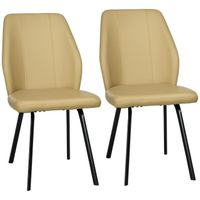Lot de 2 chaises salon design Beige - HOMCOM - contemporain - métal - simili