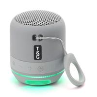 T&G Mini Haut-Parleur Stéréo Portable sans Fil LED TWS Enceinte Bluetooth 5.3 Support Carte TF-Carte SD - Gris