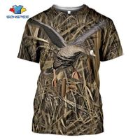 tee shirts imprimé en 3D,SONSPEE-T-shirt 3D homme, Streetwear à la mode, camouflage chasse animaux renard, pull à manches courtes,