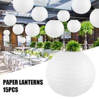 15 pcs lanterne en papier blanc 5 tailles abat-jour rond décoration de lanterne de peinture bricolage ornements pour la maison