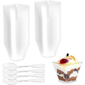 200pcs Mini cuillères en plastique transparent Cuillères jetables pour  gelée Crème glacée Dessert Apéritif Cuillère en plastique jetable