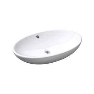 LAVABO - VASQUE Lave main évier vasque en céramique blanc ovale Mai & Mai BR306 - 63x42x15,5 cm - A poser