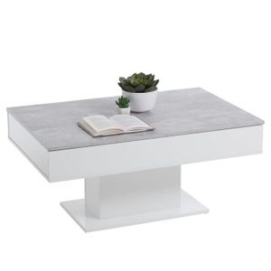 TABLE BASSE Table basse FMD - Gris béton et blanc - Rectangula