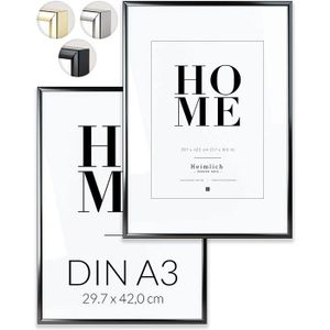Heimlich Double Pack avec Verre Acrylique incassable 20x30 Noir Cadres Photos en Aluminium 2 pcs. 