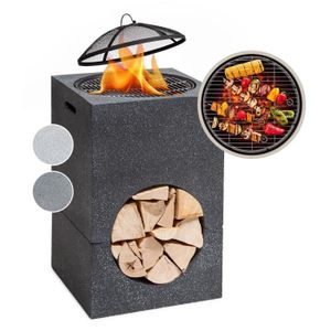 BRASERO - ACCESSOIRE Braséro barbecue Blumfeldt Monolith avec grill MGO & bac en acier - Noir