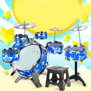 BATTERIE Dioche Set de batterie pour enfants avec 3 tambours, des baguettes réglables et pédale, kit de percussion débutant pour garçons et