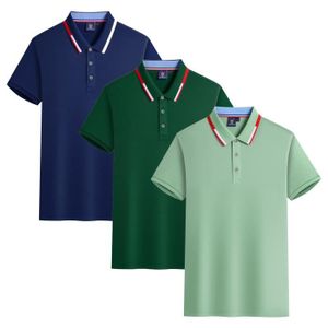 POLO Lot de 3 Polo Homme Ete Manches Courtes T-Shirt Elegant Couleur Unie Top Respirant Tissu Confortable - Marine/vert/vert clair