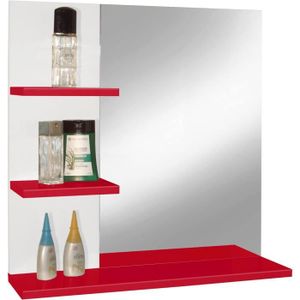 COLONNE - ARMOIRE SDB Colonne de salle de bain rouge SANAG - 60 x 60 x 16 cm - 3 tablettes + 1 miroir